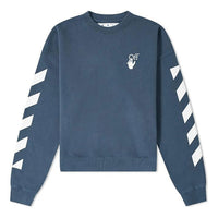 Men's Off-White SS21 Logo Printing Stripe Round Neck Loose Fit Blue 0MBA035F20FLE0034901