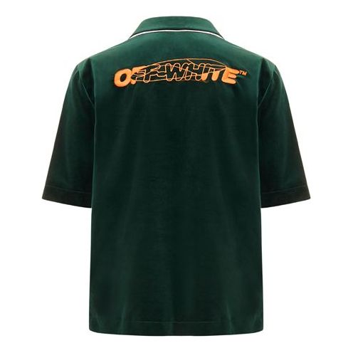 Off-White FW20 Short-Sleeved Shirt Velet short-sleeve Shirt Men's Green OMGA124E20FAB0015720