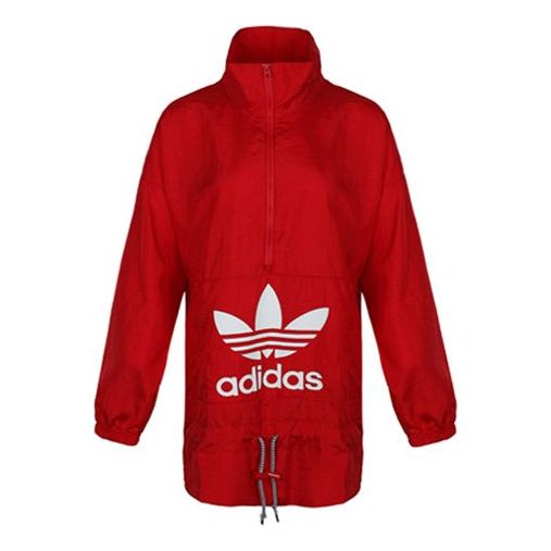 (WMNS) adidas originals Windbreaker Logo Printing Stand Collar Jacket Red ED7596