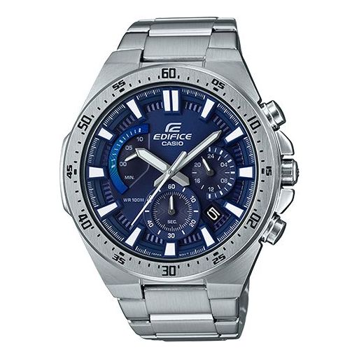Men's CASIO EDIFICE waterproof Silver Watch Mens Blue Analog EFR-563D-2A