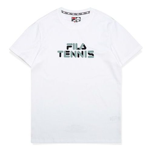 FILA Tennis Alphabet Printing Short Sleeve White T11M021108F-WT