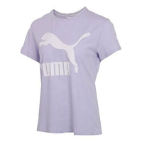 (WMNS) PUMA Casual Sports Breathable Alphabet Printing Round Neck Short Sleeve Purple 596512-46
