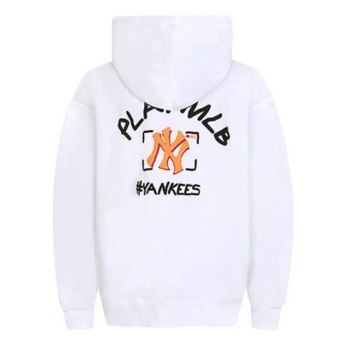 MLB PLAY Series hooded Loose Graffiti Printing Long Sleeves Unisex White 31HD07011-50W