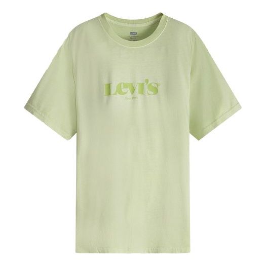 Men's Levis Logo Round Neck Pure Cotton Pullover Short Sleeve Green 16143-0105