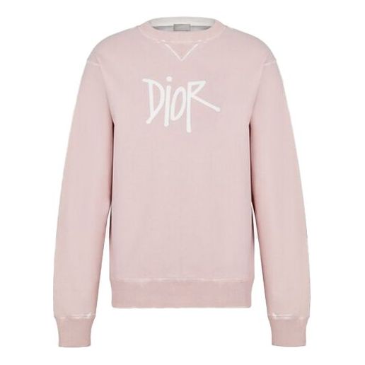 DIOR And Shawn Stussy Oversized Logo Print Sweatshirt For Men Pink 033J604B0531-C400