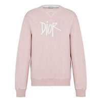 DIOR And Shawn Stussy Oversized Logo Print Sweatshirt For Men Pink 033J604B0531-C400