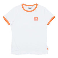 (WMNS) New Balance Logo Sports Round Neck Short Sleeve Version White NEA2E012-WT