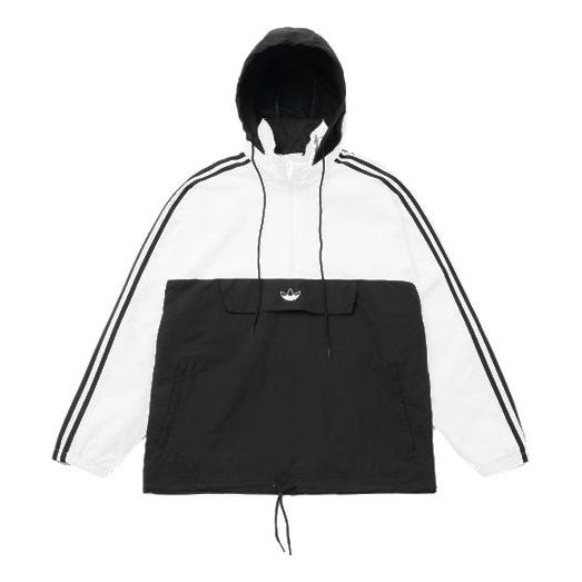 adidas Sports hooded Interchange Jacket Black White Splicing ED5662