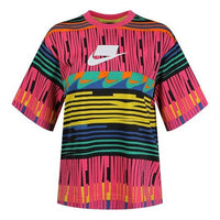(WMNS) Nike Sportswear Stripe Athleisure Casual Sports Short Sleeve Red CW4822-677
