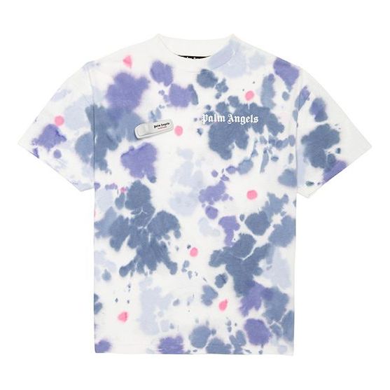 Men's PALM ANGELS Tie Dye Short Sleeve White PMAA001E20JER0140184