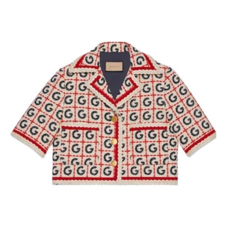(WMNS) Gucci G Check Lam Tweed Jacket 'White Red' 745102-ZAM4S-9229