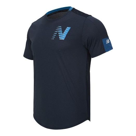 New Balance Men's New Balance Contrasting Colors Logo Athleisure Casual Sports Round Neck Short Sleeve Blue T-Shirt AMT11241-EMI