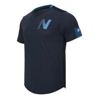 New Balance Men's New Balance Contrasting Colors Logo Athleisure Casual Sports Round Neck Short Sleeve Blue T-Shirt AMT11241-EMI