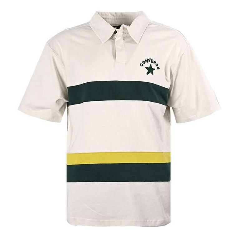 Converse Colorblock Logo Polo Shirt Asia Sizing 'White Dark Green' 10024880-A01