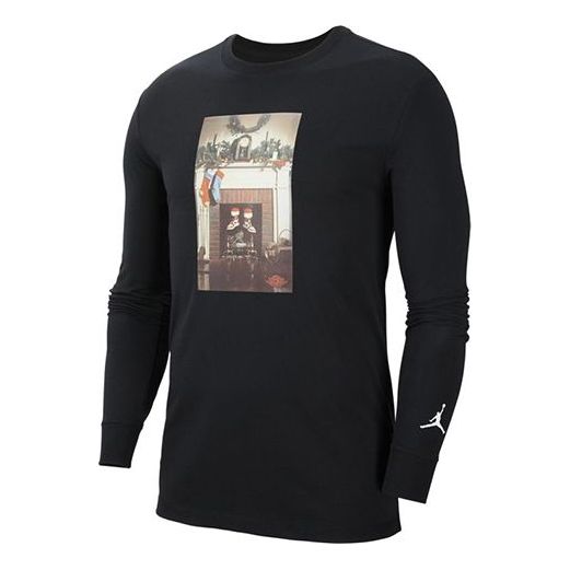 Air Jordan Pattern Printing Round Neck Long Sleeves Black CV1747-010