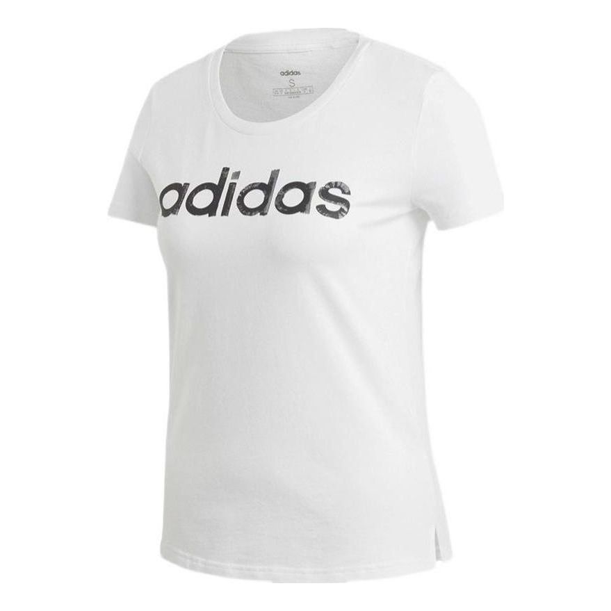 (WMNS) adidas Brush Effect Logo Graphic T-Shirt Asia Sizing 'White Black' EI4559