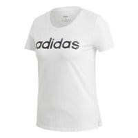 (WMNS) adidas Brush Effect Logo Graphic T-Shirt Asia Sizing 'White Black' EI4559
