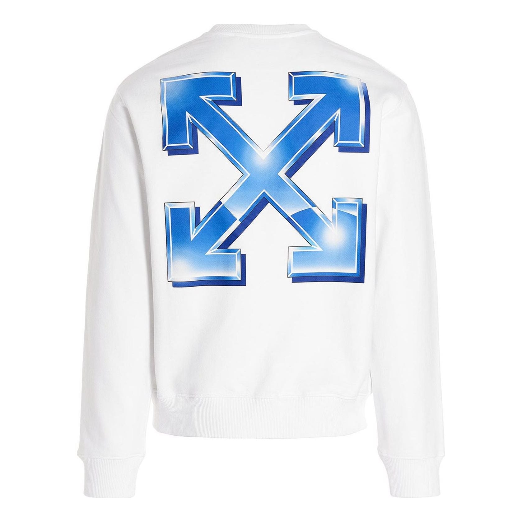 Men's Off-White SS22 Logo Printing Round Neck Pullover Hoodless Loose Fit White OMBA057S22FLE0040139