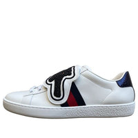 (WMNS) Gucci Ace Crystal-embellished Watersnake-trimmed Leather 'White' 481153-DOP80-9182