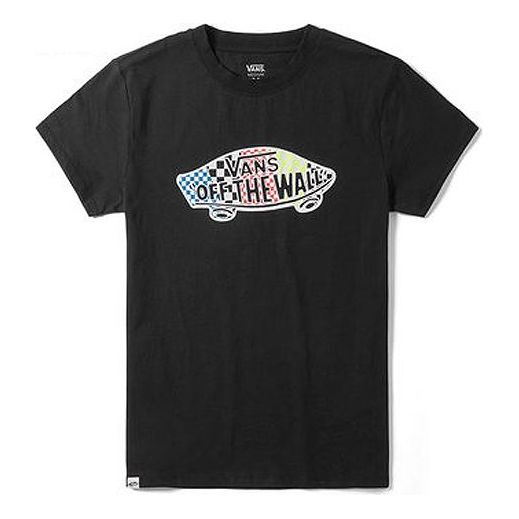 (WMNS) Vans Skateboard Multi-Color logo Printing Short Sleeve Black VN0A3ZOBBLK