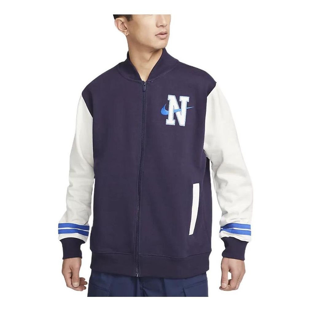 Nike Colorblock Printing Logo Alphabet Zipper Jacket Blue DX6054-498