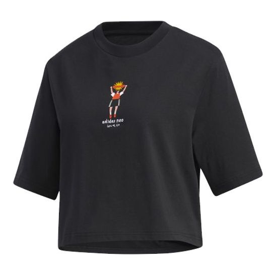 (WMNS) adidas neo Casual Sports Short Sleeve Black GP5801