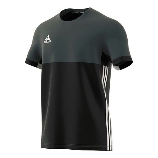 adidas Round Neck Sports Short Sleeve Gray Black AJ5444