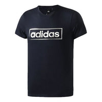 adidas Alphabet Printing Sports Round Neck Short Sleeve Blue DY8720