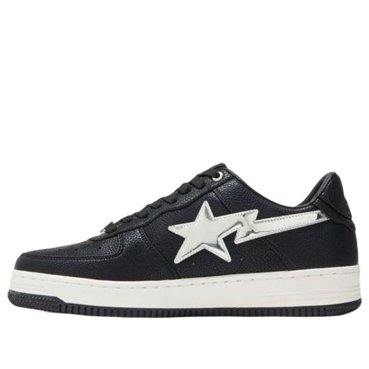 A BATHING APE Bape STA Leather Low 'Black White' 1I70-191-017-BLCKWHITE