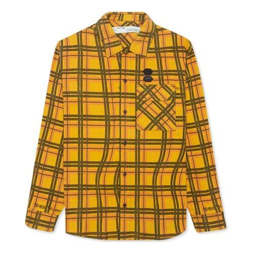 Men's Off-White Plaid Yellow Shirt OMGA098S20H480206000