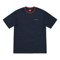 Supreme SS19 Split Rib S/S Top Round Neck Segmentation Two Color Short Sleeve Unisex Navy Blue SUP-SS19-980