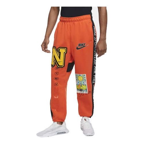 Nike Printing Alphabet Logo Sports Long Pants Orange DC2723-891