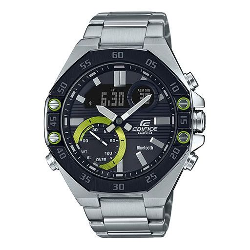 CASIO Waterproof Sports EDIFICE Mens Silver Analog/Digital Combo ECB-10YDB-1A