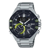CASIO Waterproof Sports EDIFICE Mens Silver Analog/Digital Combo ECB-10YDB-1A