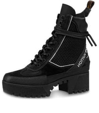 (WMNS) LOUIS VUITTON LV Laureate Suede Small Cowhide Martin boots Black 1A4W5E