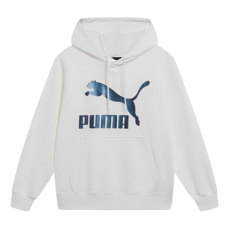 PUMA Classics Metallic Logo Hoodie 'White Blue' 535341-02