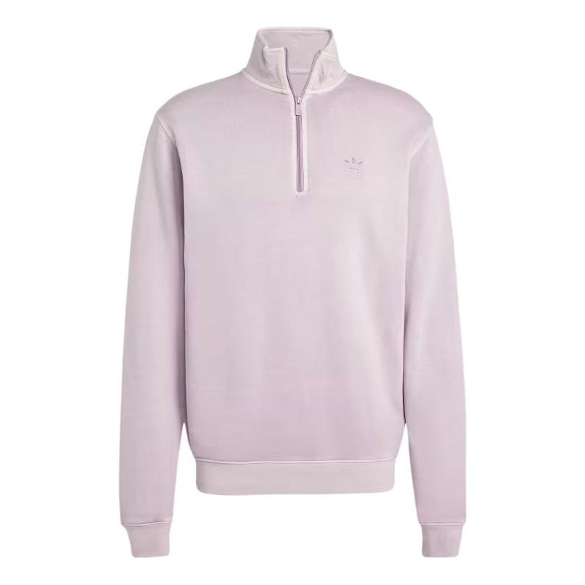 adidas Trefoil Essentials+ Dye Half Zip Crew Sweatshirt Asia Sizing 'Light Purple' IS1745
