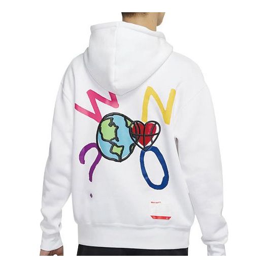 Air Jordan Why Not Printing Pattern Fleece Pullover White CW4255-100