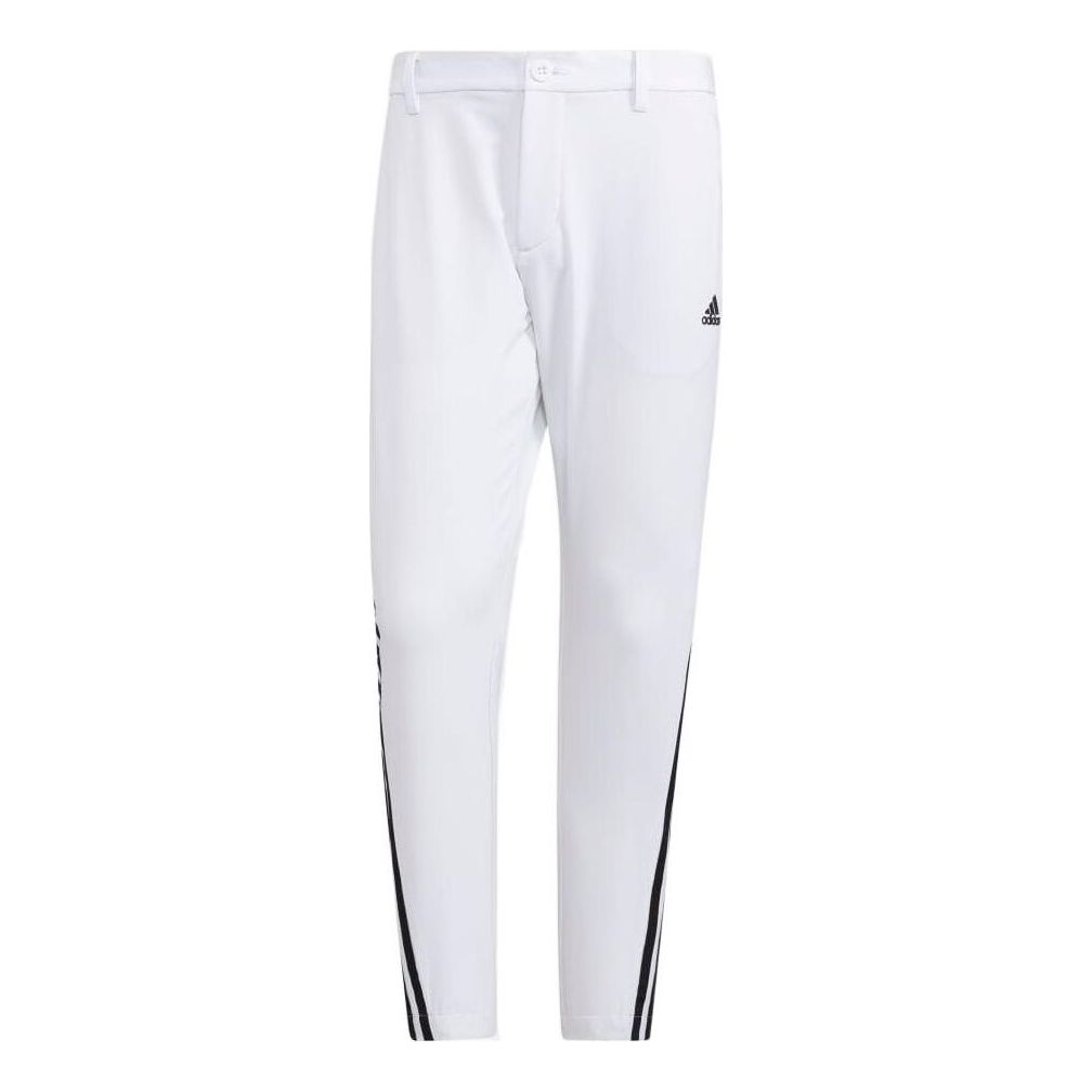 Men's adidas Solid Color Logo Stripe Printing Casual Long Pants/Trousers White HA3282