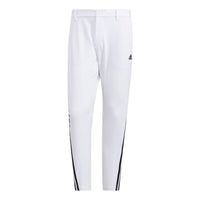 Men's adidas Solid Color Logo Stripe Printing Casual Long Pants/Trousers White HA3282