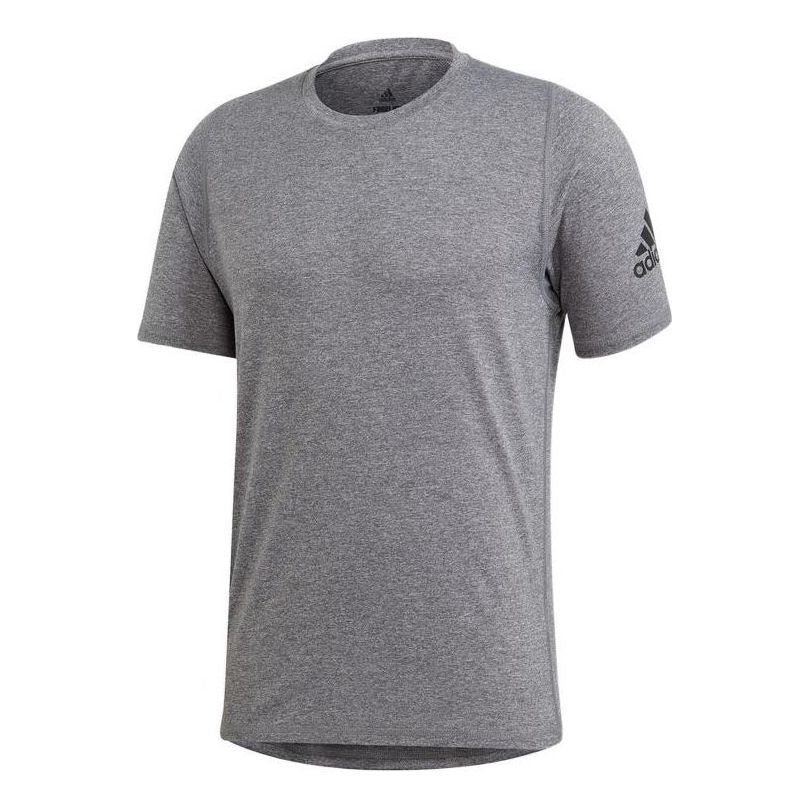 Men's adidas Solid Color Alphabet Logo Round Neck Short Sleeve Gray T-Shirt DZ8444