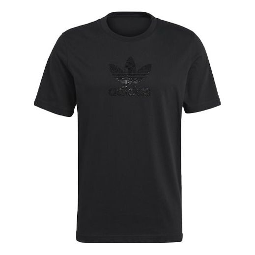 adidas originals Logo Pattern Loose Short Sleeve Black GN3646