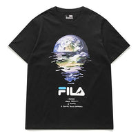 FILA FUSION X Staple Pattern Logo Printing Short Sleeve Black T11M024120F-BK