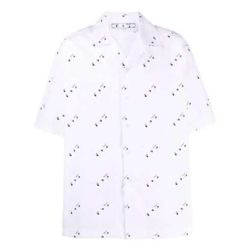 Off-White Full Print Short Sleeve Button Shirt Loose Fit White OMGA196F21FAB0050101