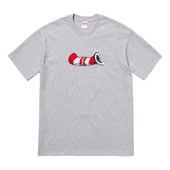 Supreme FW18 Cat in the Hat Heather Grey Tee SUP-FW18-1132