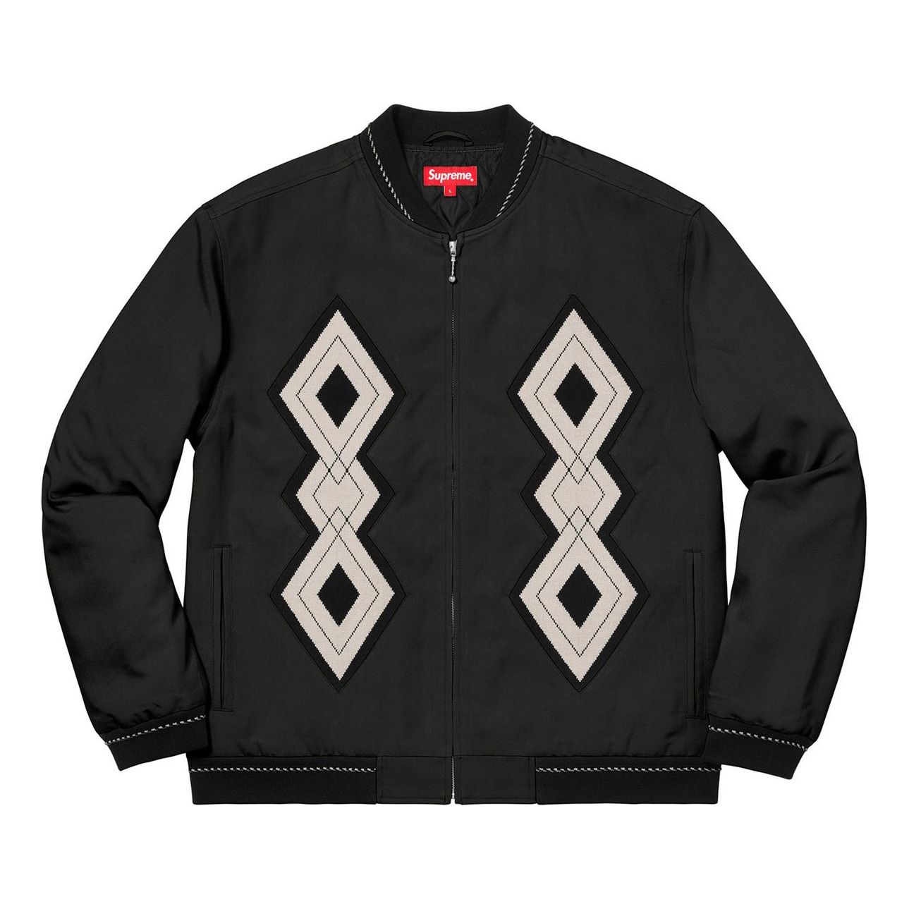 Supreme FW18 Diamond Rayon Bomber Black Jacket Unisex SUP-FW18-268