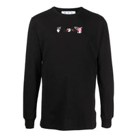 Men's Off-White SS22 Arrow Pattern Printing Long Sleeves Black T-Shirt OMAB001F21JER00510321032