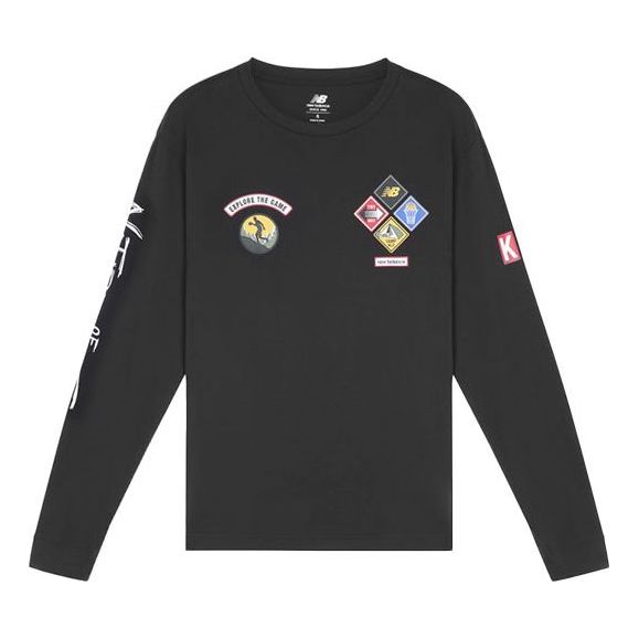 New Balance Men's New Balance Logo Pattern Printing Knit Round Neck Pullover Black MT11610-BK