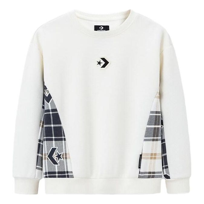 (GS) Converse Casual Crew Sweater Asia Sizing 'White Black' CV2342061GS-001