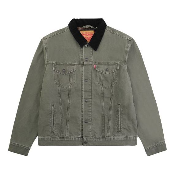 Men's Levis Lapel Denim Jacket Military Green 72890-0009